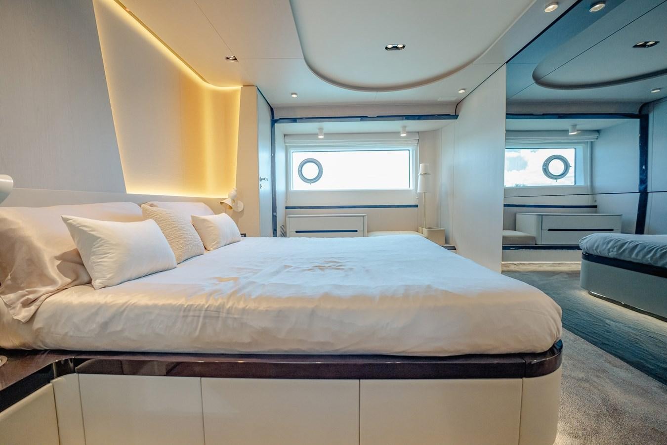 a bed in a room aboard TRANSCENDENCE Yacht for Sale