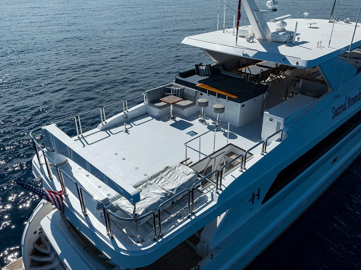 a large ship in the water aboard SECOND AMENDMENT Yacht for Sale