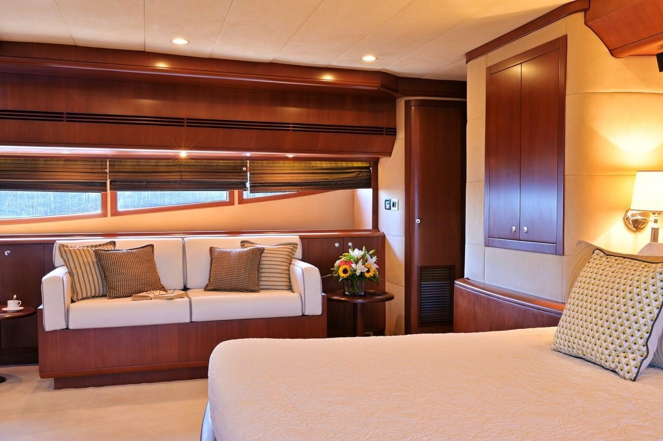 a bed in a room aboard CLARITY Yacht for Sale