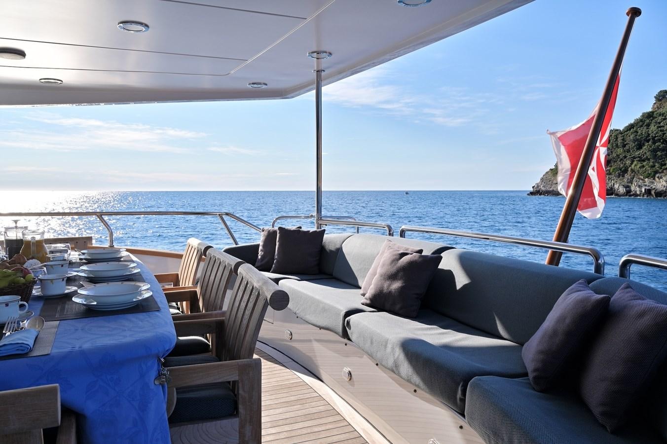 a table and chairs on a boat aboard CLARITY Yacht for Sale