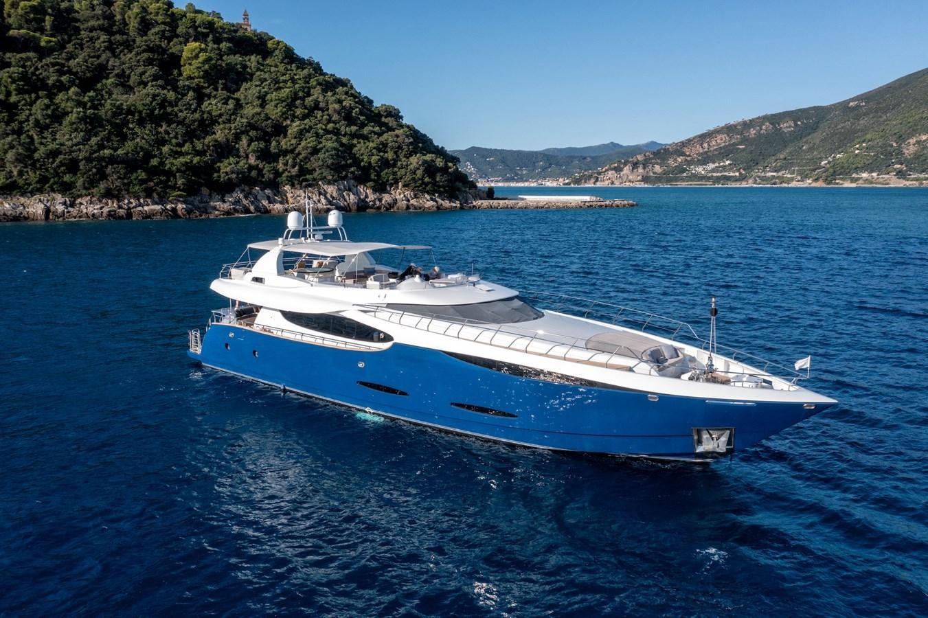 a white boat in the water aboard CLARITY Yacht for Sale