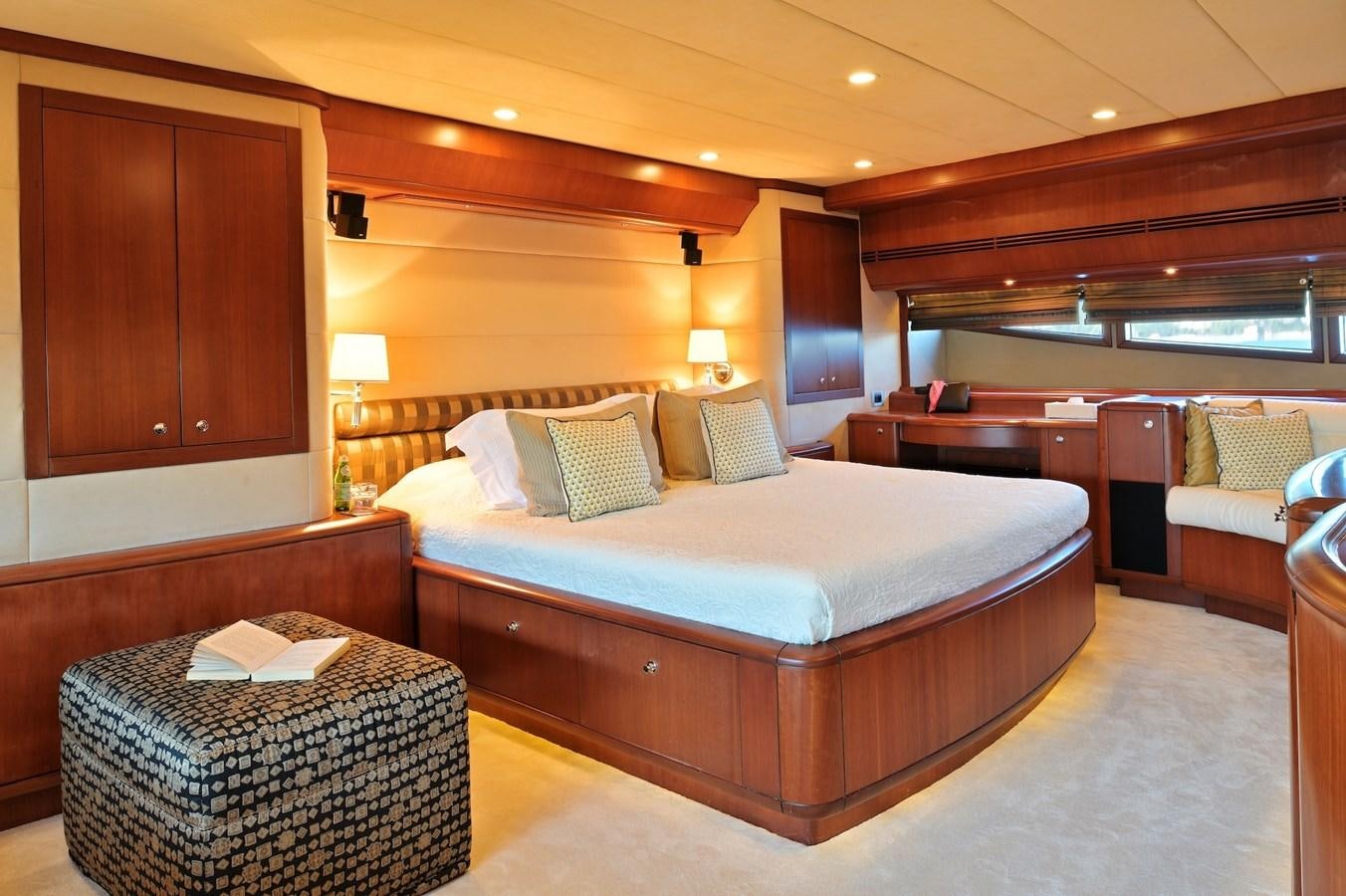 a large bed in a hotel room aboard CLARITY Yacht for Sale