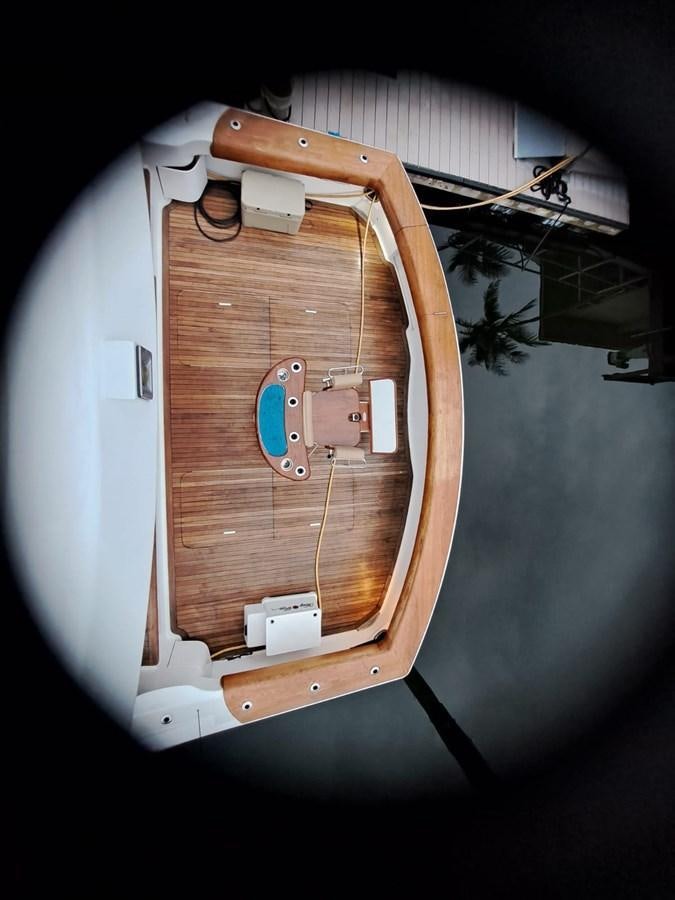 a wooden box with a blue circle aboard MARY ROSE Yacht for Sale