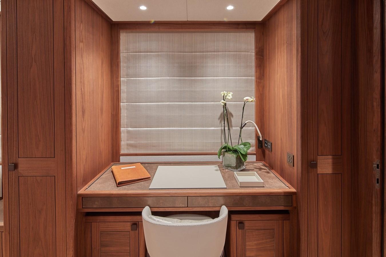 a desk in a room aboard SOLEMATES V Yacht for Sale