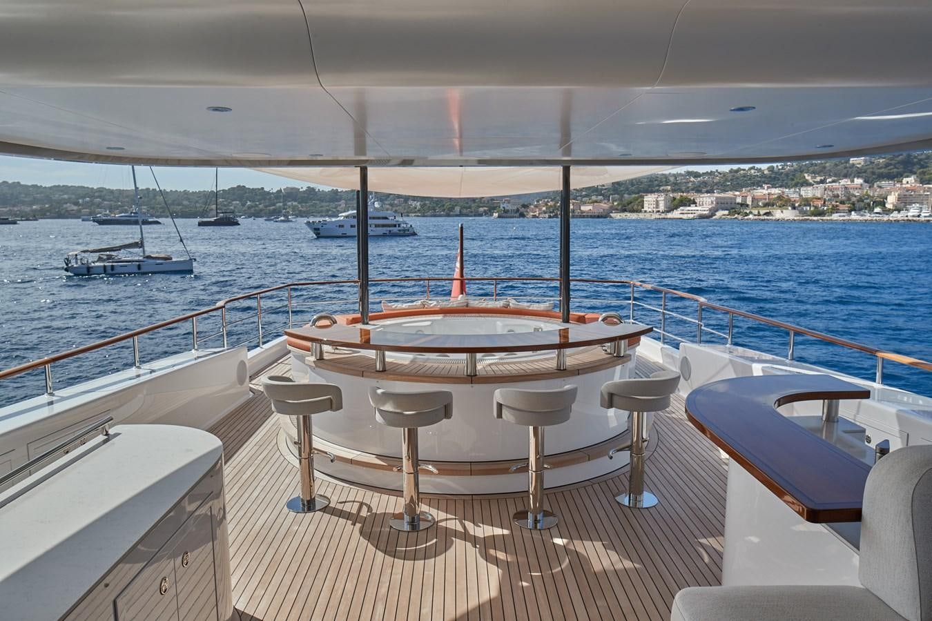 a table on a boat aboard SOLEMATES V Yacht for Sale