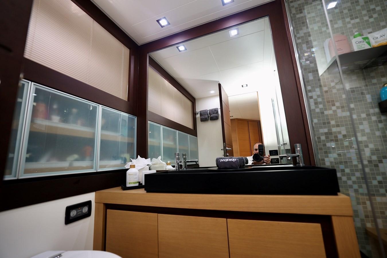 a counter with a sink and cabinets aboard MY WAY Yacht for Sale