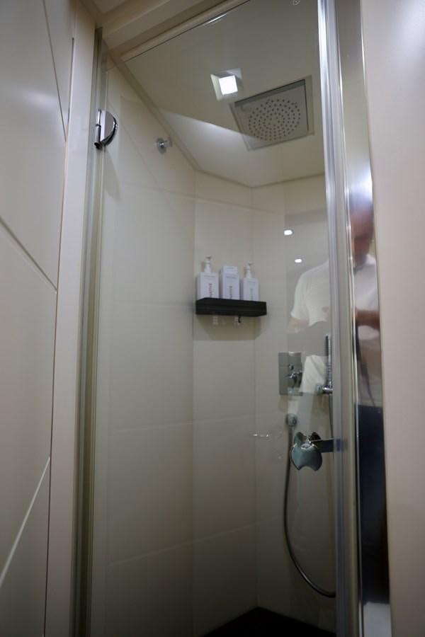 a shower with a glass door aboard MY WAY Yacht for Sale