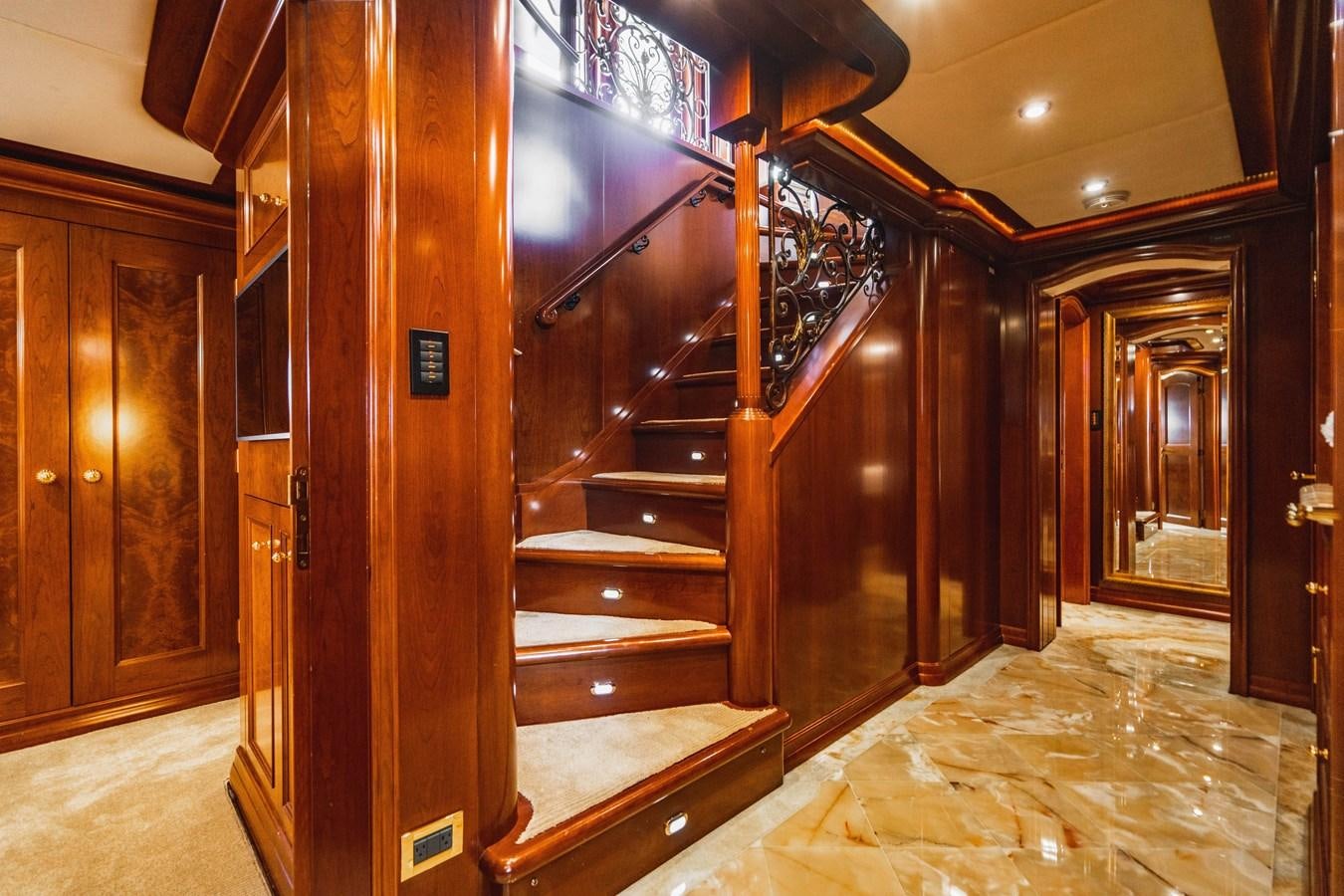 a staircase in a building aboard AQUASITION Yacht for Sale