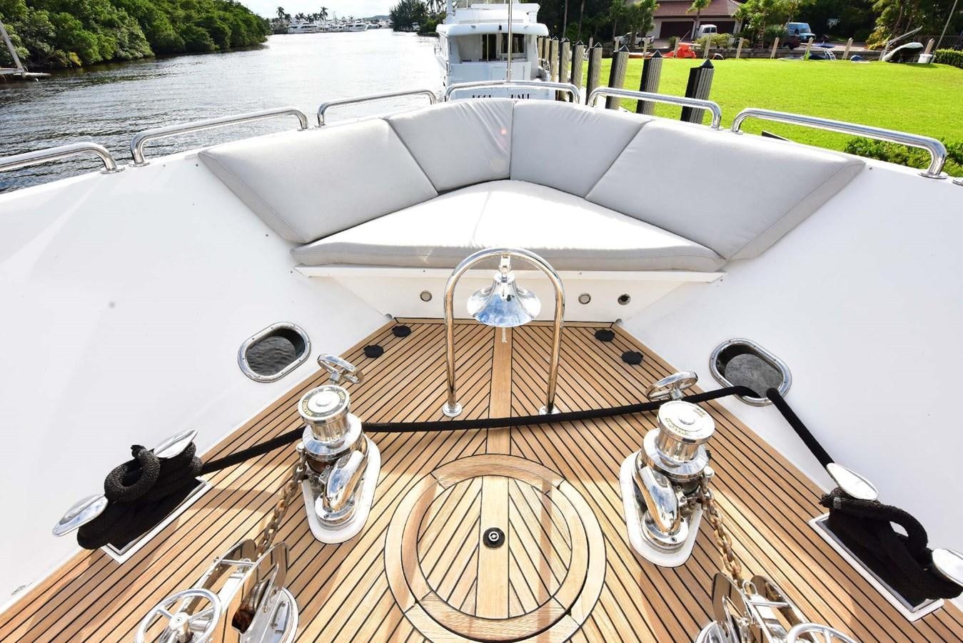a white car with a fan aboard RENAISSANCE Yacht for Sale