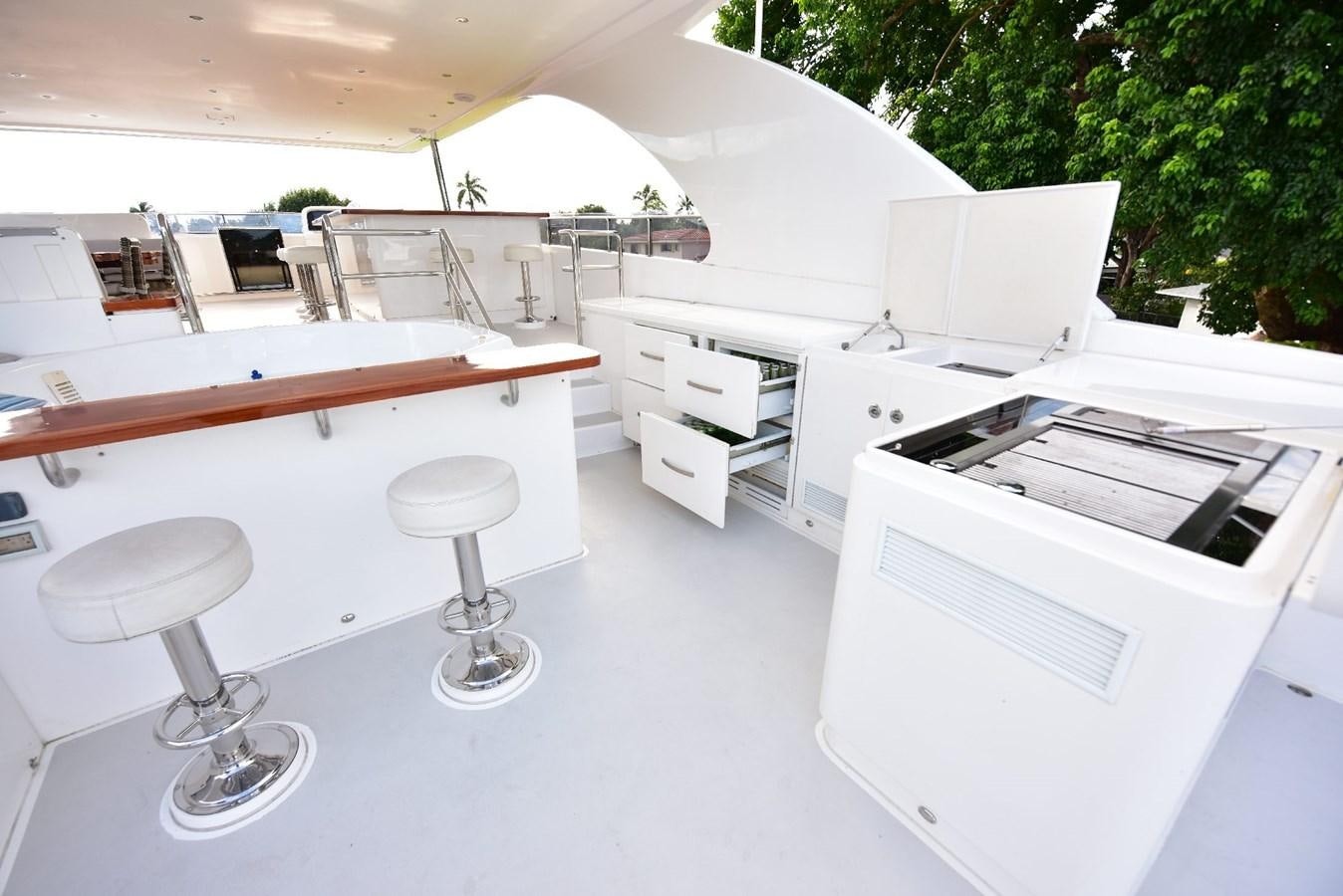 a room with white desks and chairs aboard RENAISSANCE Yacht for Sale