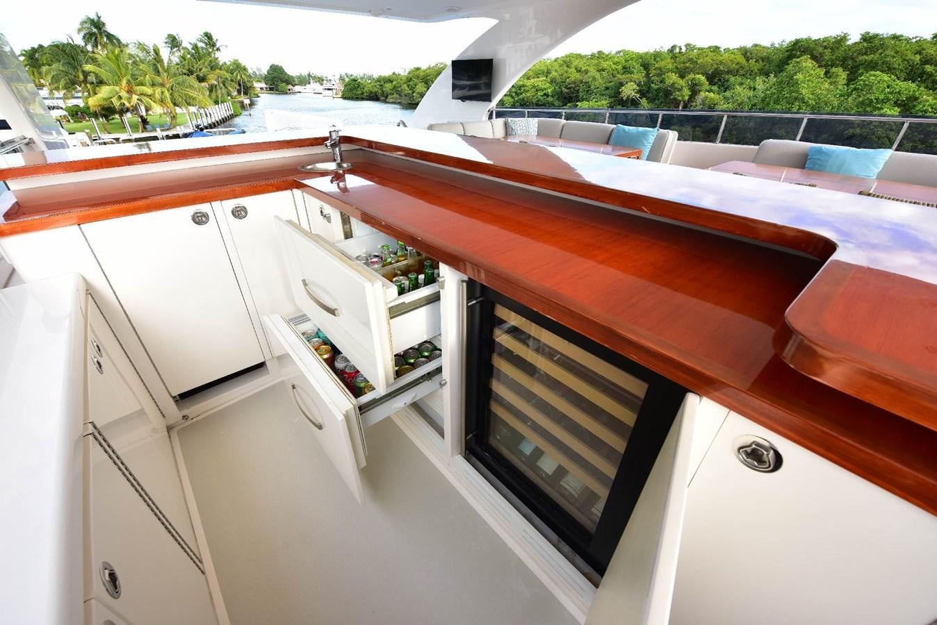a kitchen with a large island aboard RENAISSANCE Yacht for Sale