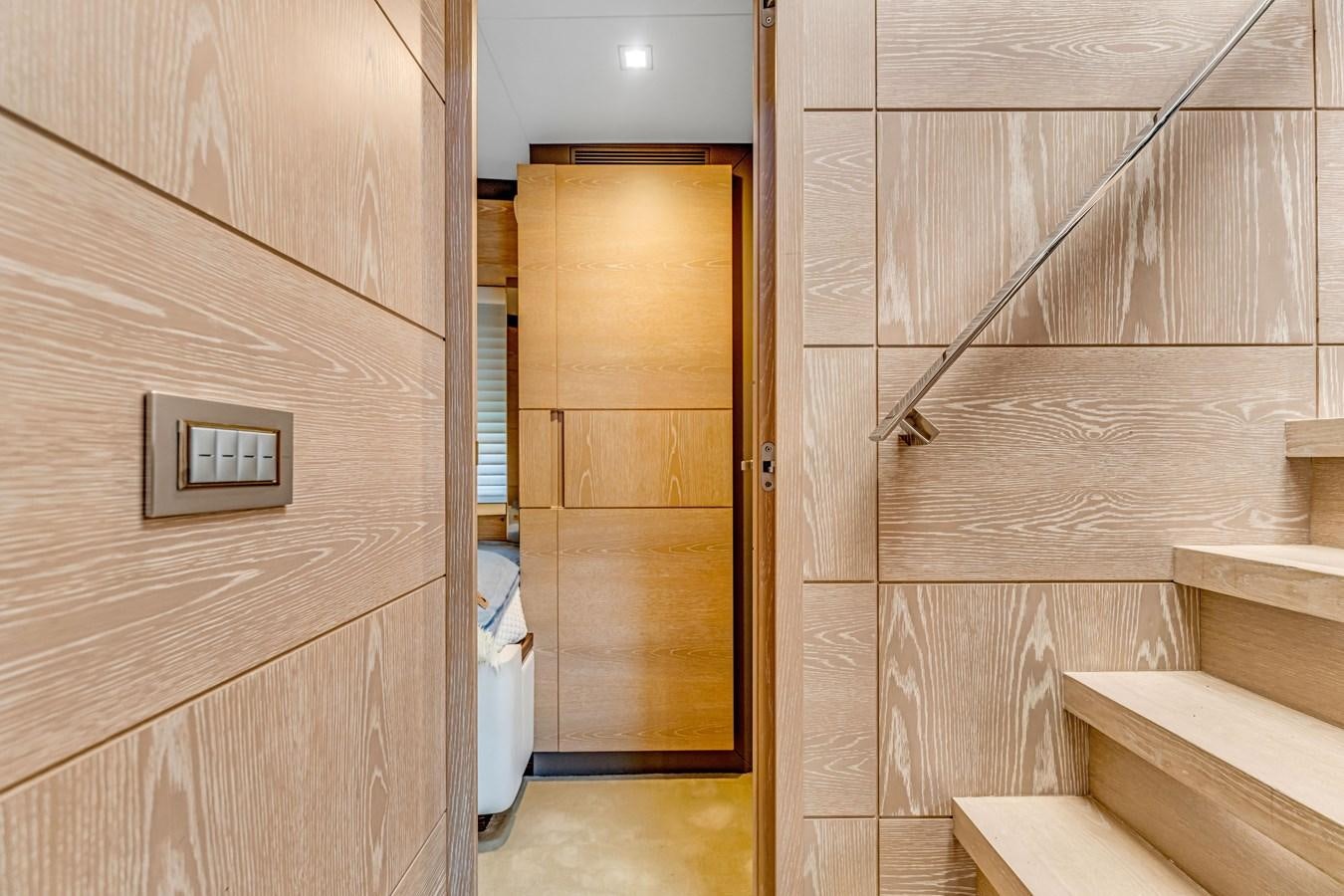 a wooden door in a room aboard SEADUCTION Yacht for Sale