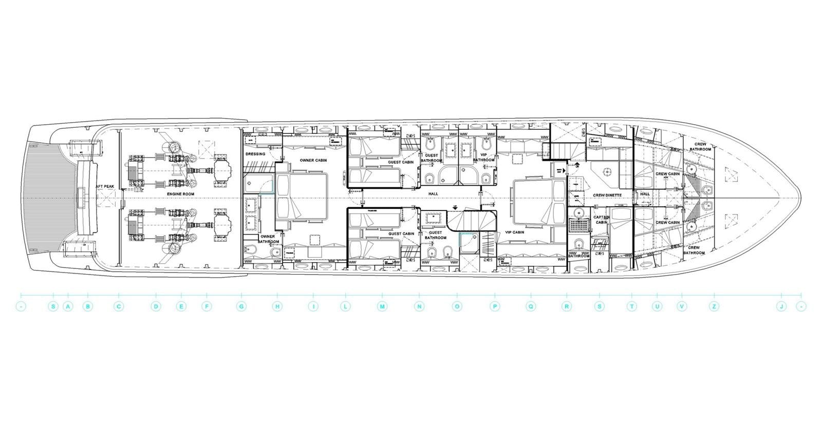 diagram, engineering drawing aboard FALCON Yacht for Sale