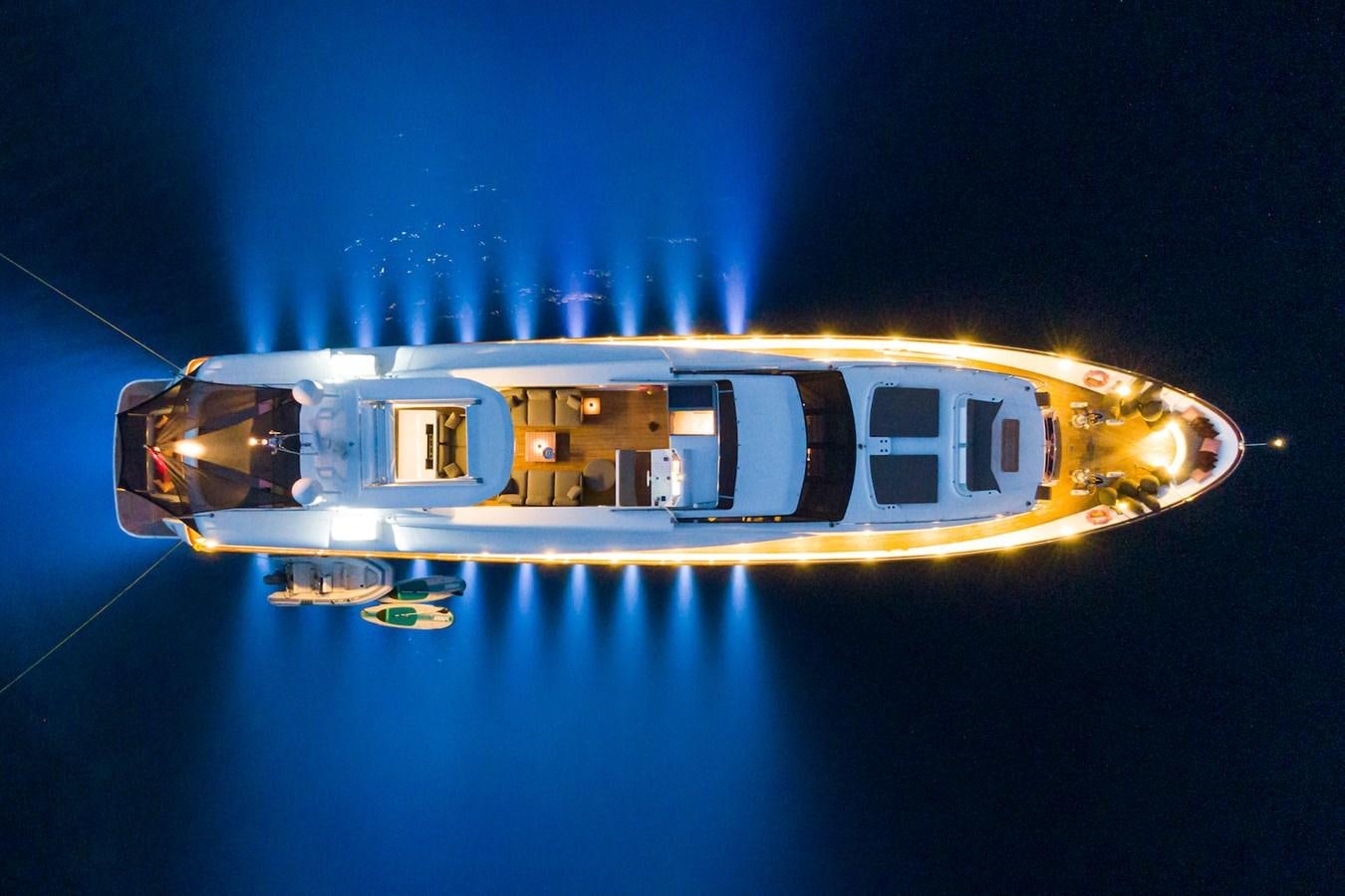 a yellow and blue boat aboard AXELLA Yacht for Sale