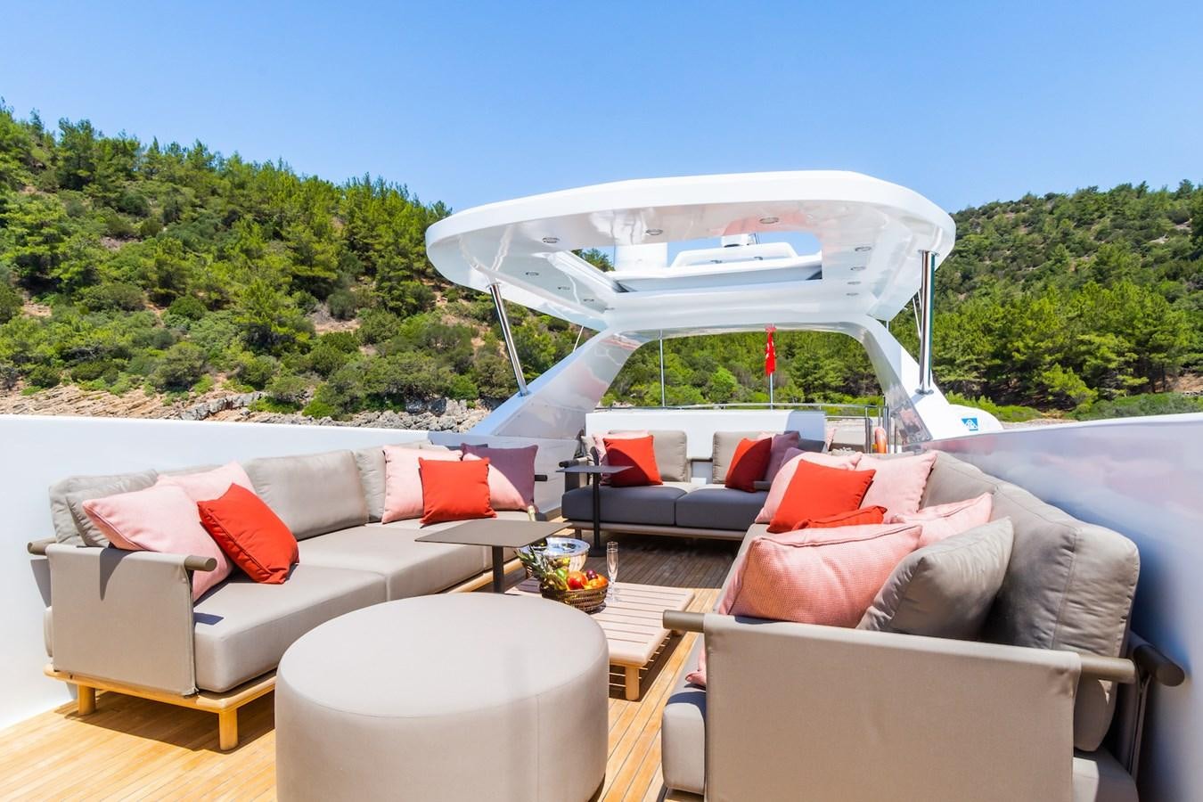 a white tent on a boat aboard AXELLA Yacht for Sale