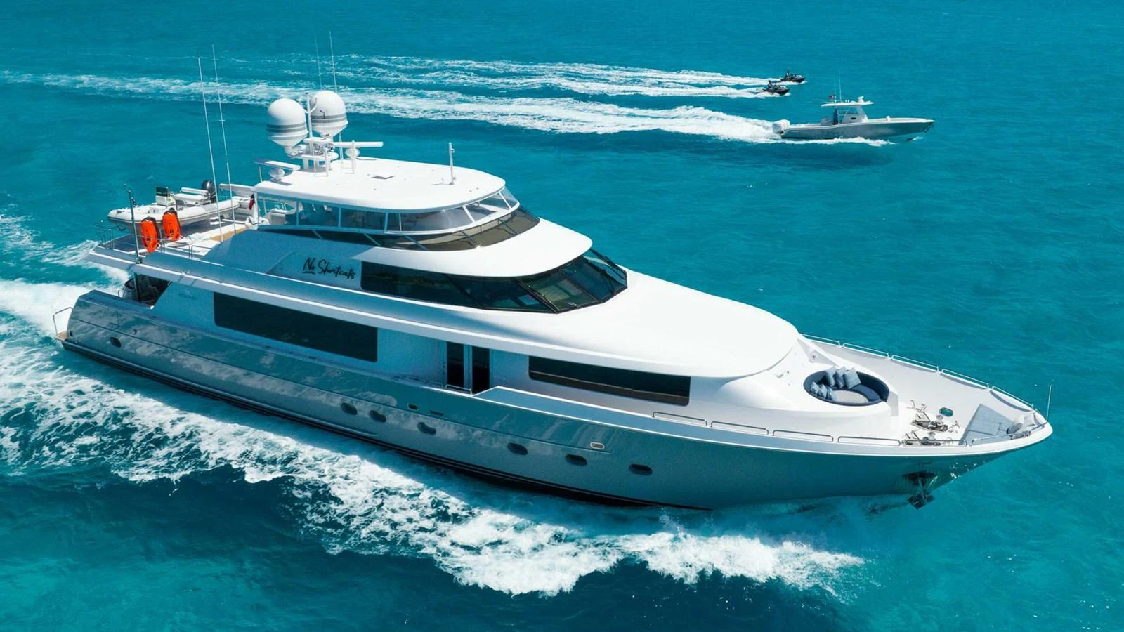 a boat on the water aboard NO SHORTCUTS Yacht for Sale