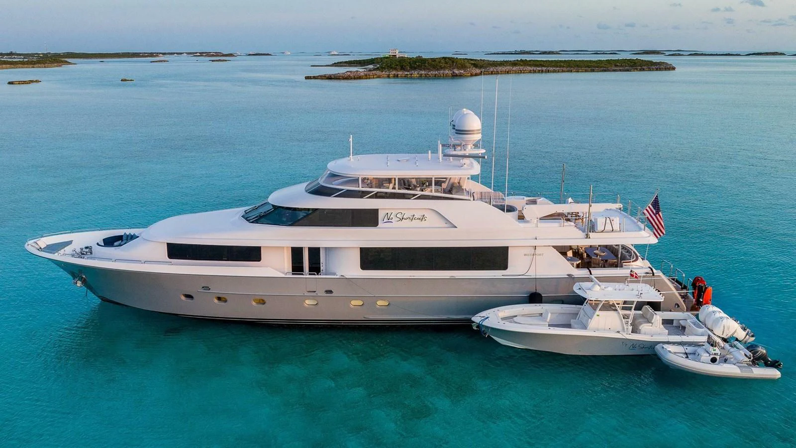 a boat in the water aboard NO SHORTCUTS Yacht for Sale