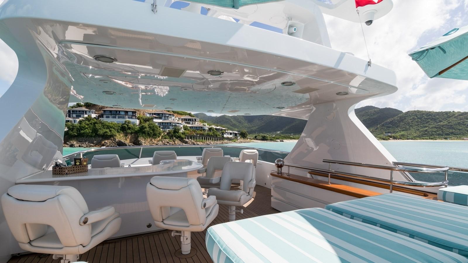 a room with a view of the water and land aboard TOUCH Yacht for Sale