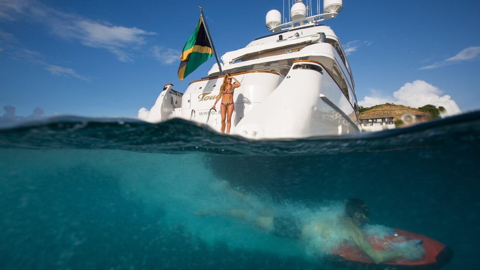 a ship in the water aboard TOUCH Yacht for Sale