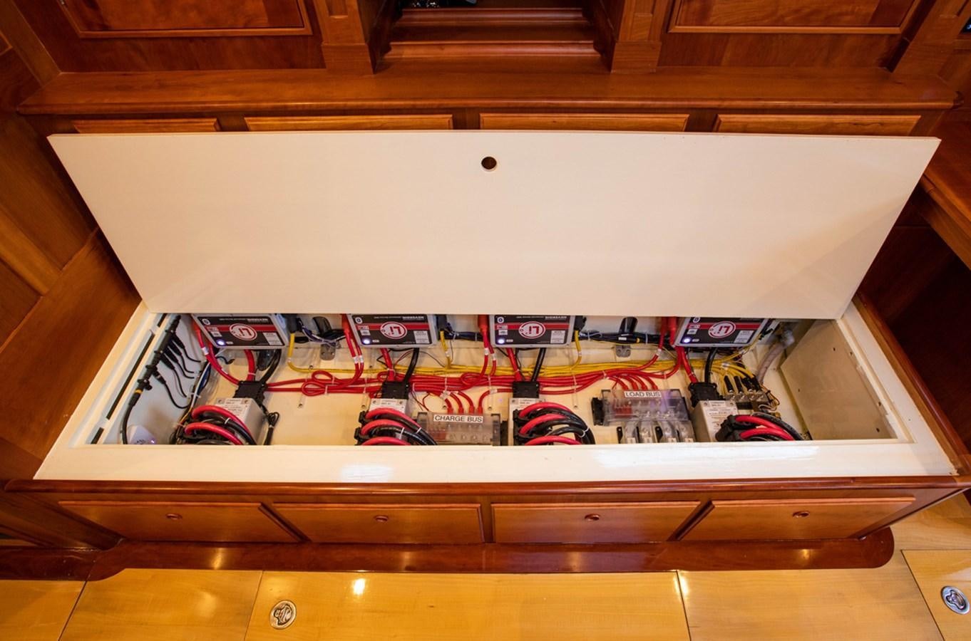 a shelf with shoes on it aboard PRIVATE Yacht for Sale