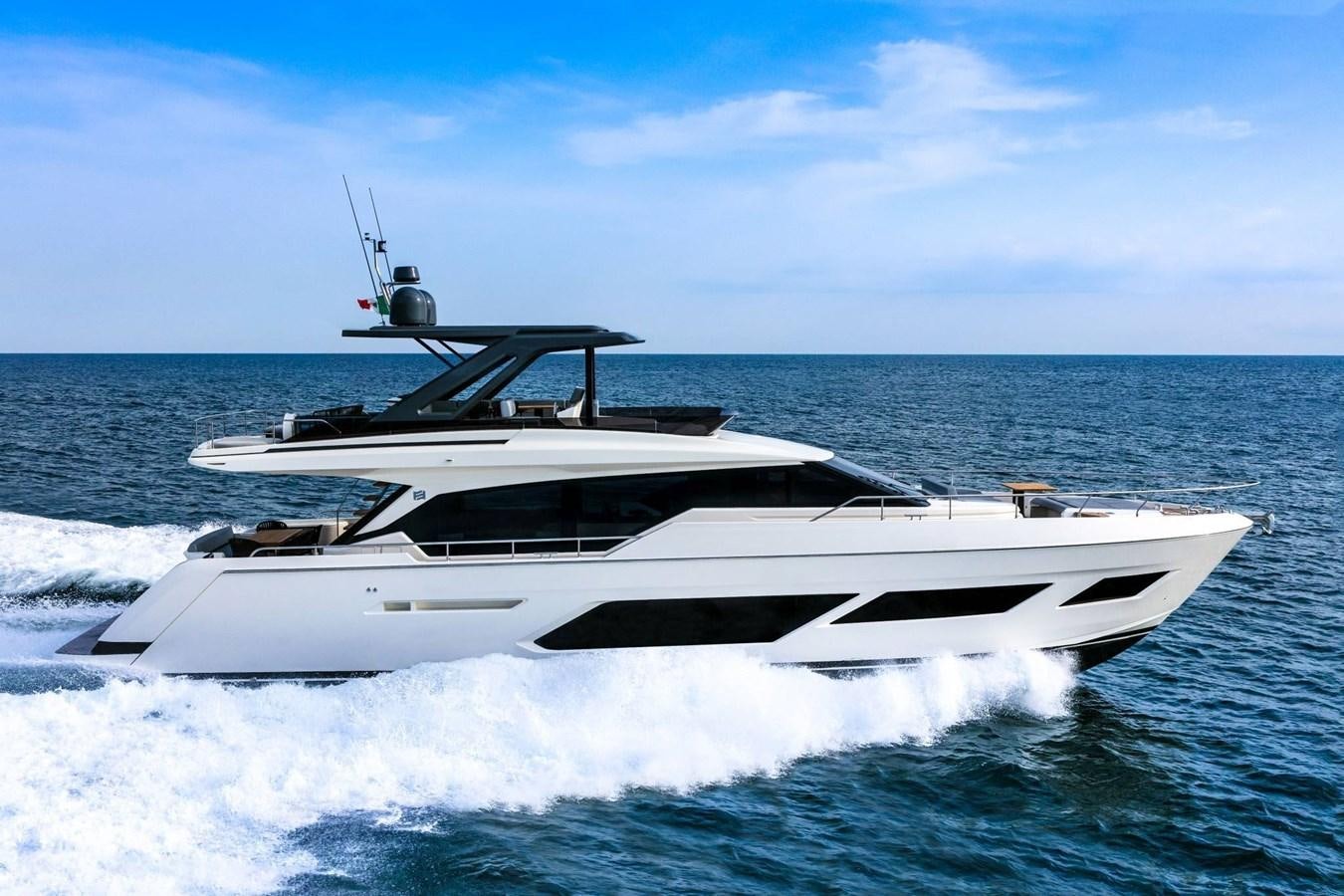 a white yacht on the water aboard LFS Yacht for Sale
