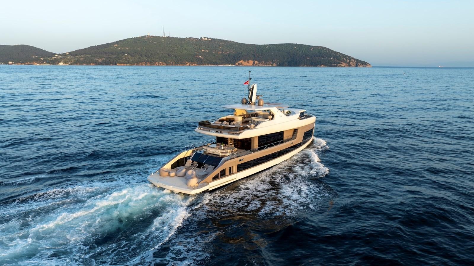 a boat on the water aboard MAZU 82 Yacht for Sale