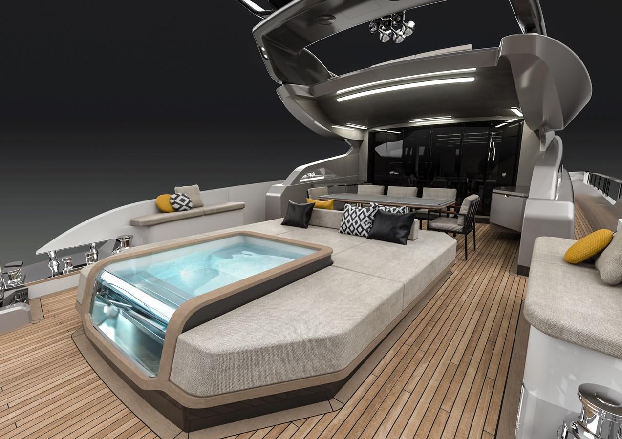 a modern looking living room aboard AGAPE 32 MT Yacht for Sale