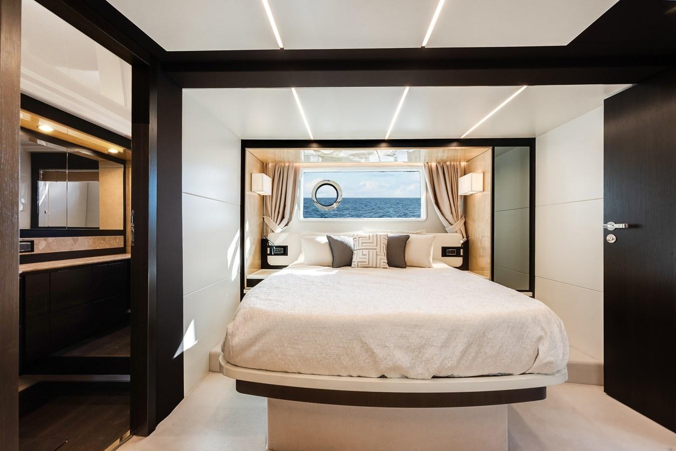 a bed in a room aboard TRUTH SERUM Yacht for Sale