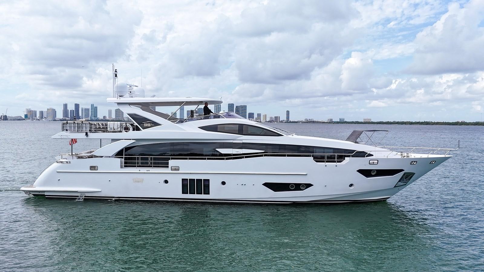 a white yacht in the water aboard 95 RAISED PILOTHOUSE Yacht for Sale