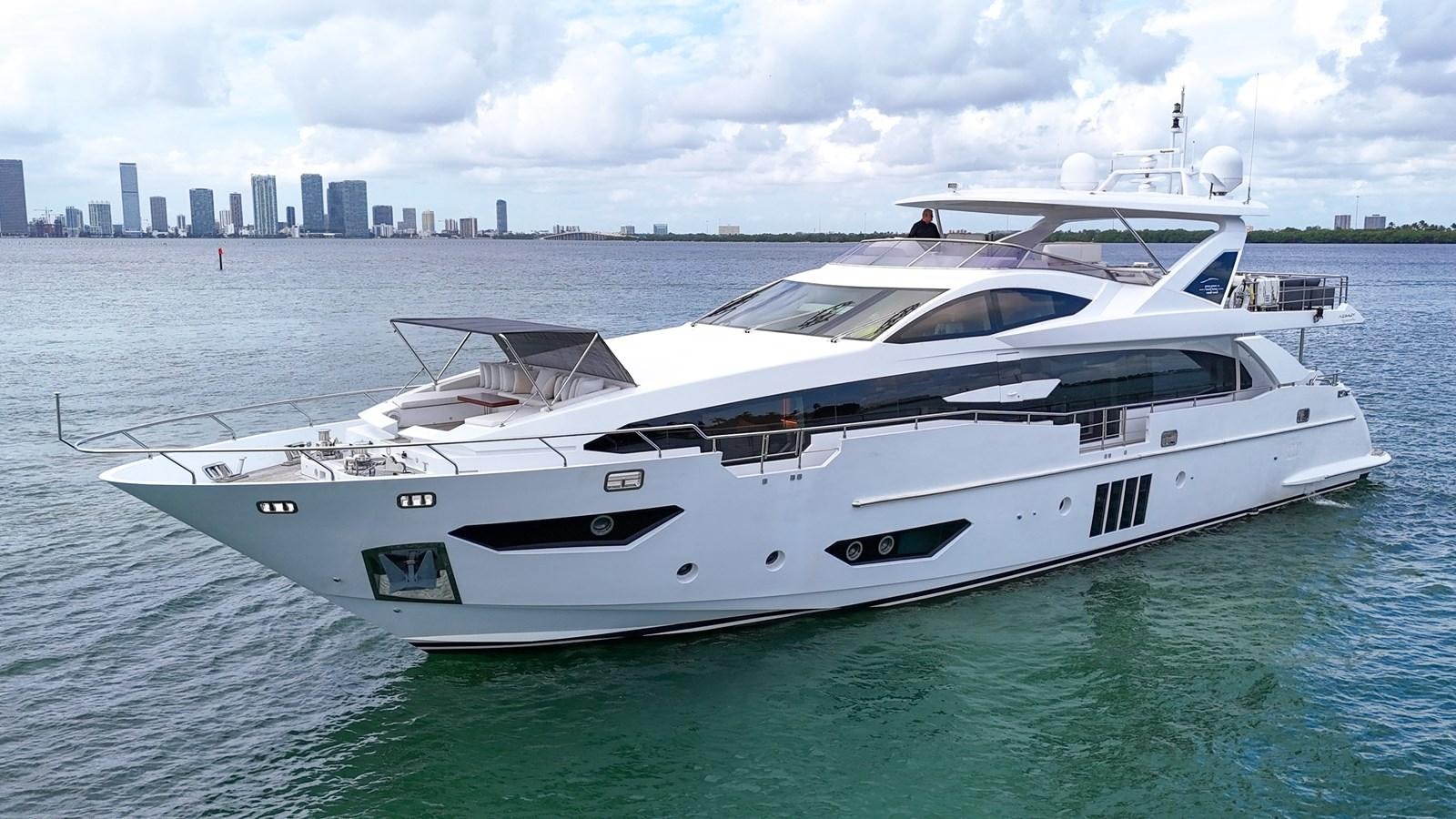 a white yacht on the water aboard 95 RAISED PILOTHOUSE Yacht for Sale
