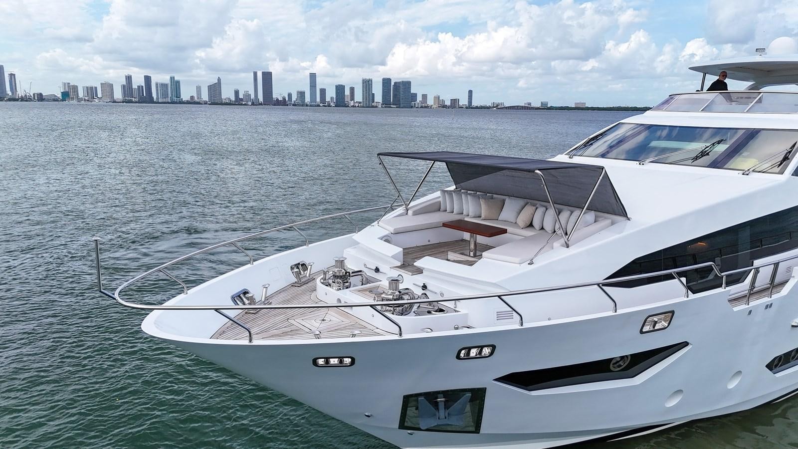 a white yacht in the water aboard 95 RAISED PILOTHOUSE Yacht for Sale