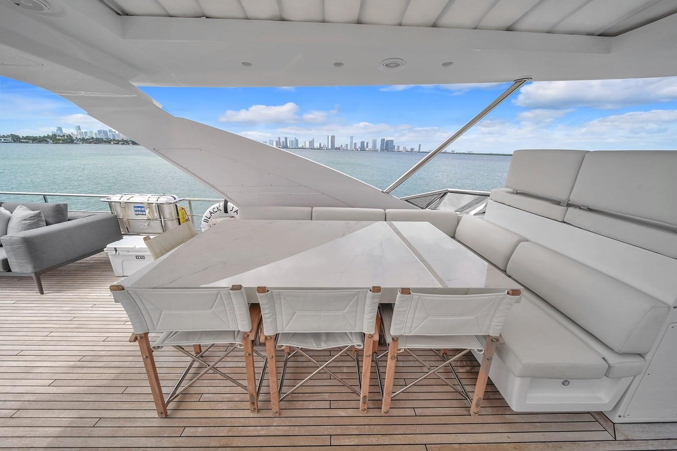 a tent on a boat aboard 95 RAISED PILOTHOUSE Yacht for Sale