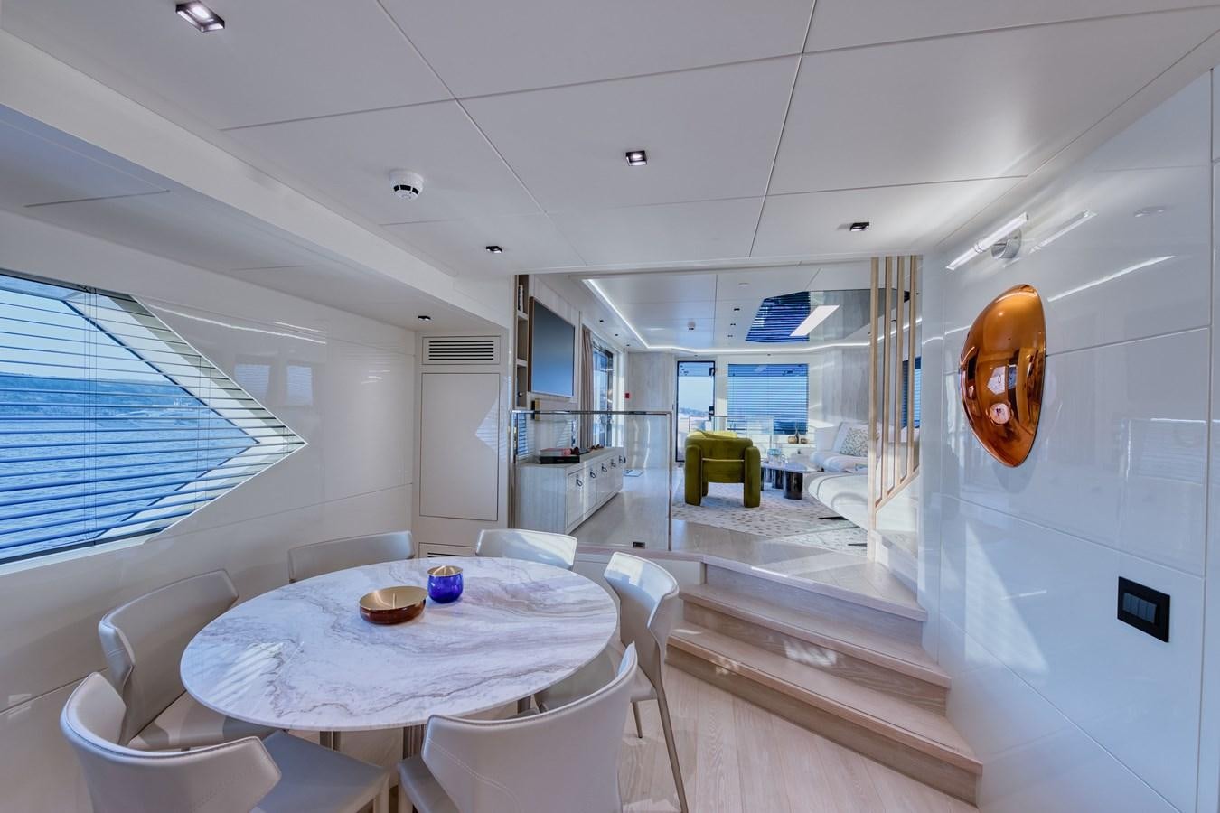 a modern looking kitchen aboard ROCK X Yacht for Sale