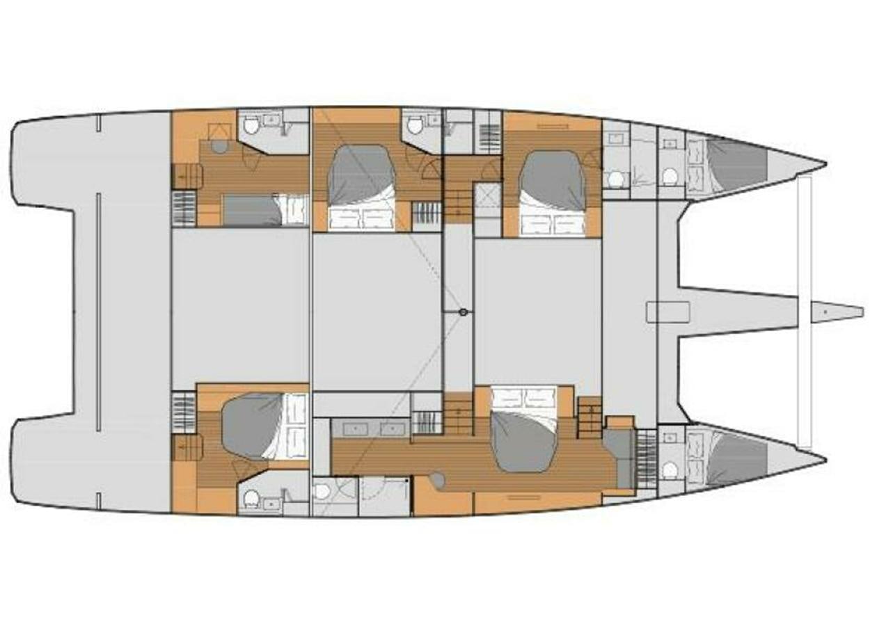 a drawing of a house aboard 2022 FOUNTAINE PAJOT POWER 67 Yacht for Sale