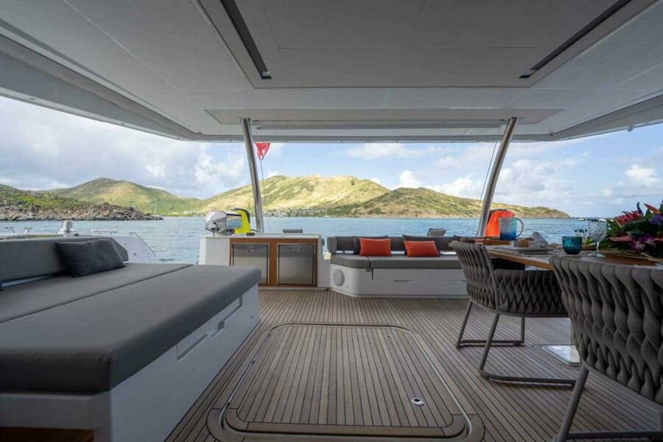 a boat on the water aboard 2022 FOUNTAINE PAJOT POWER 67 Yacht for Sale