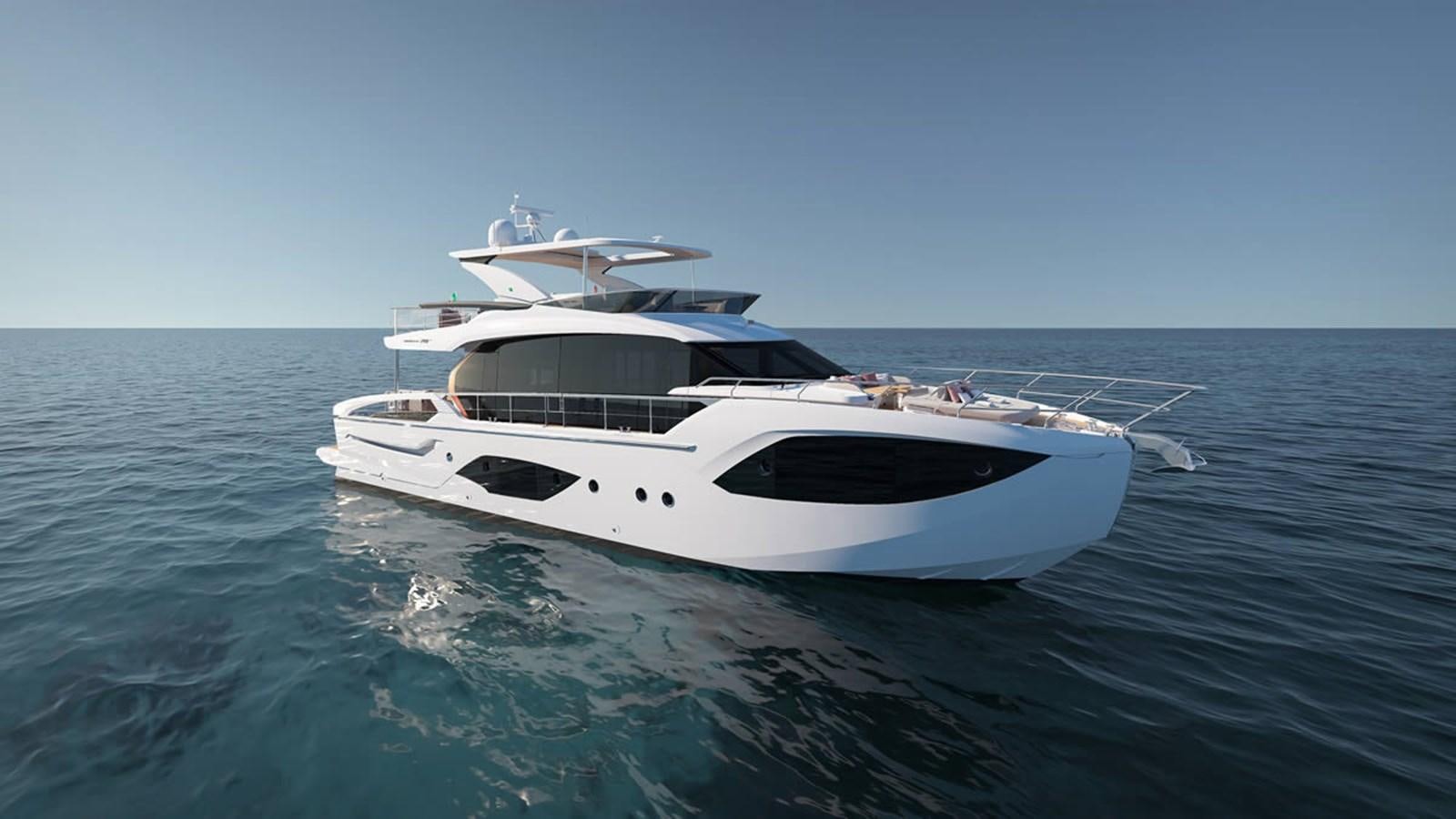 a white yacht in the water aboard 2026 ABSOLUTE 70 FLY Yacht for Sale