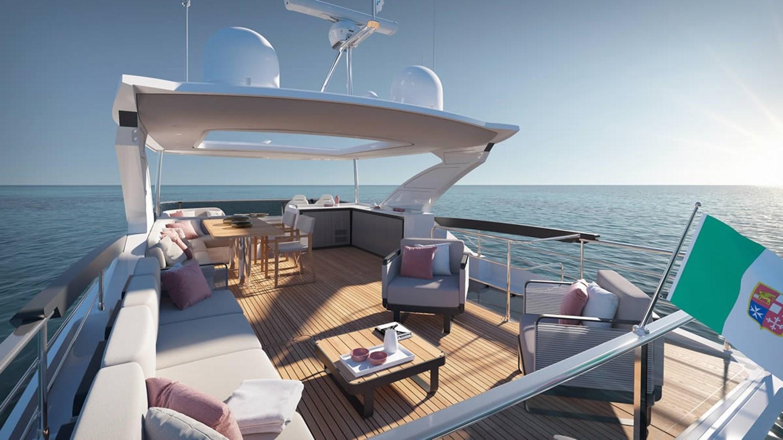 a boat on the water aboard 2026 ABSOLUTE 70 FLY Yacht for Sale