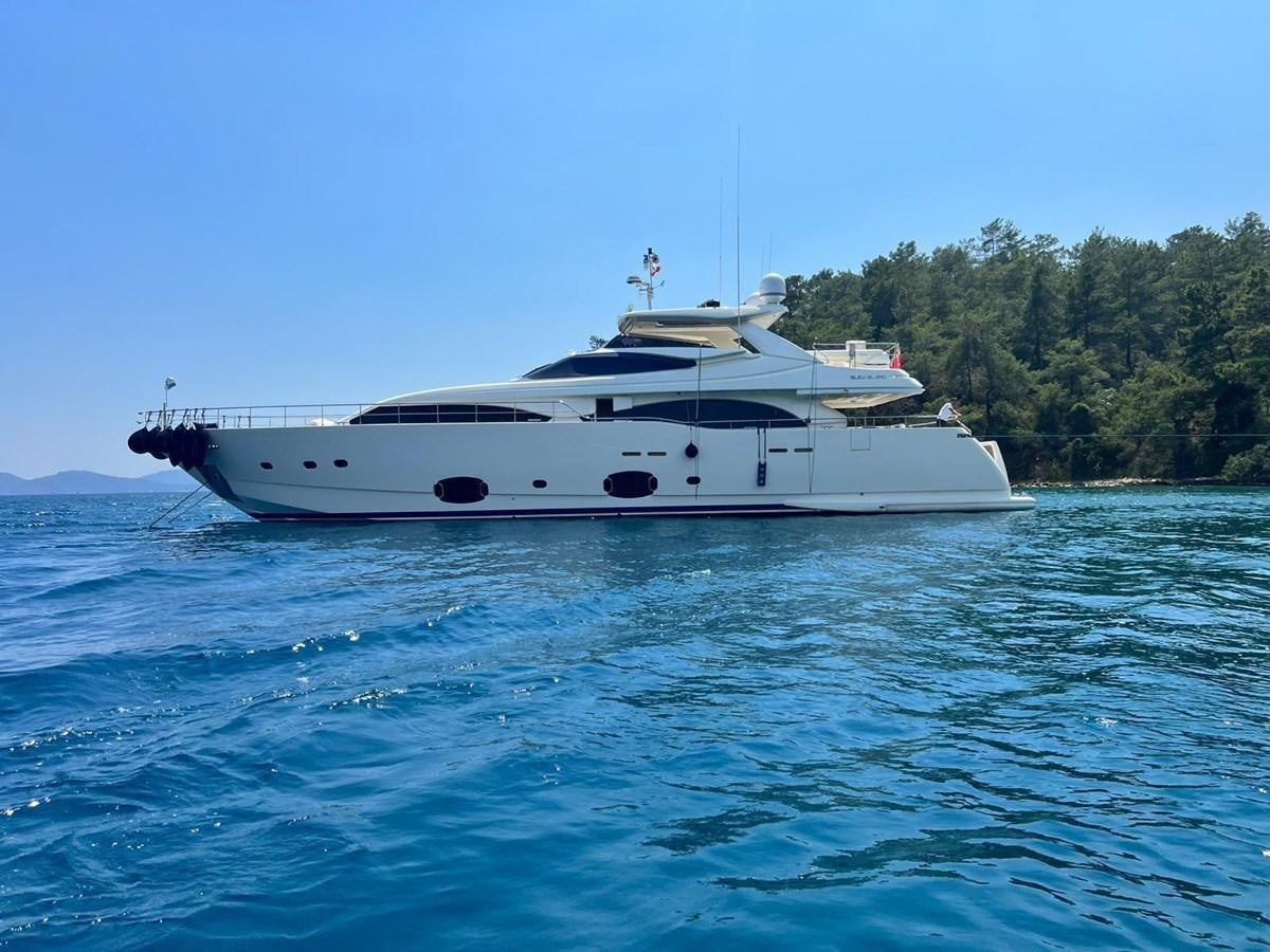 a white yacht in the water aboard BLEU BLANC Yacht for Sale