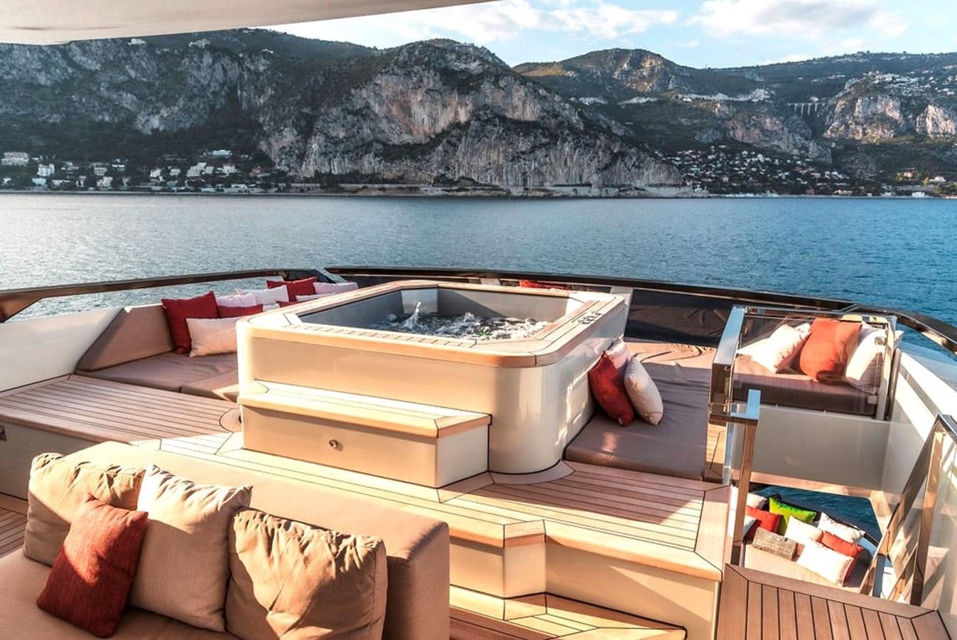 a bed on a boat aboard INFINITY NINE Yacht for Sale
