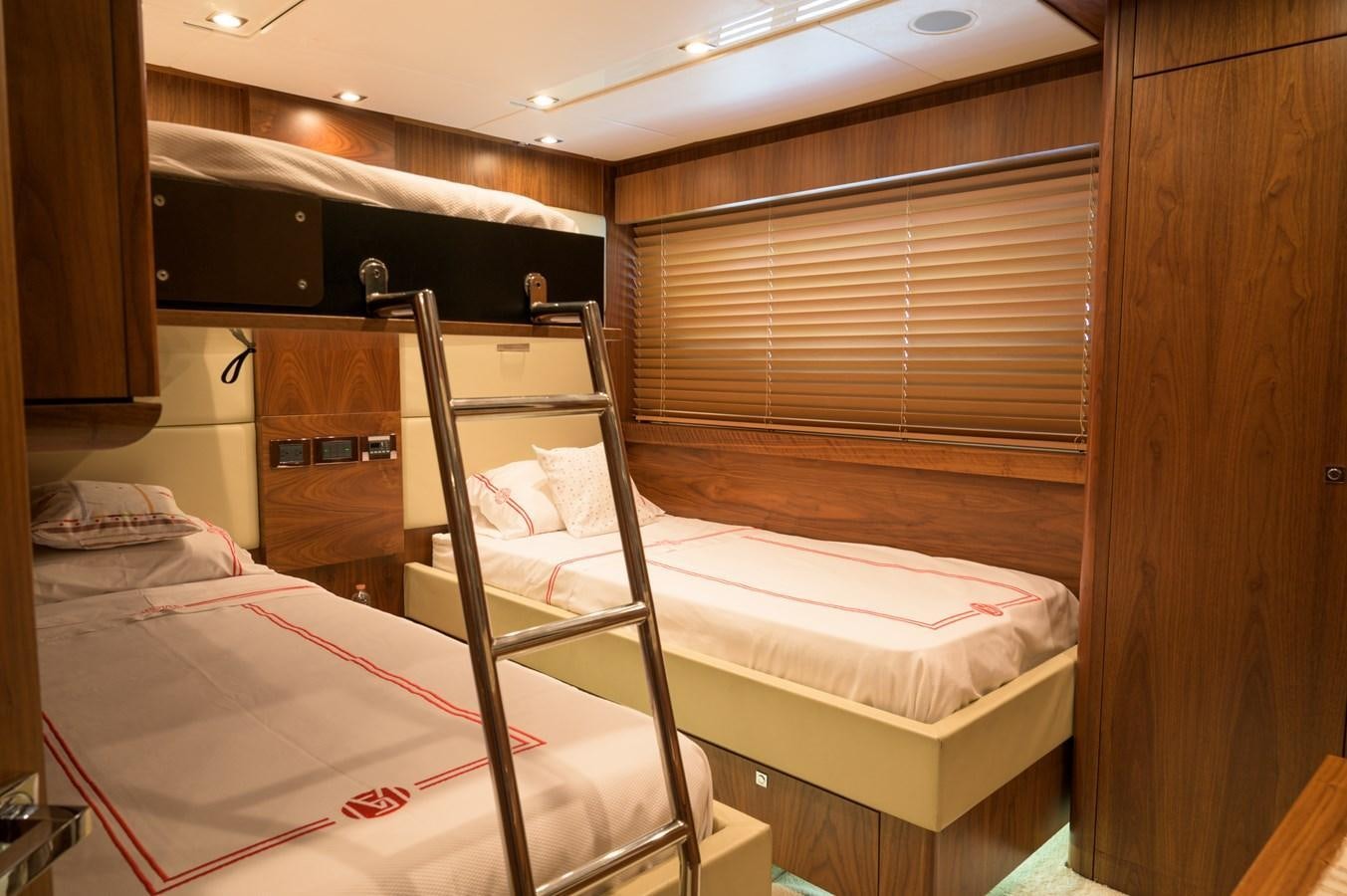 bunk beds in a room aboard M5 Yacht for Sale