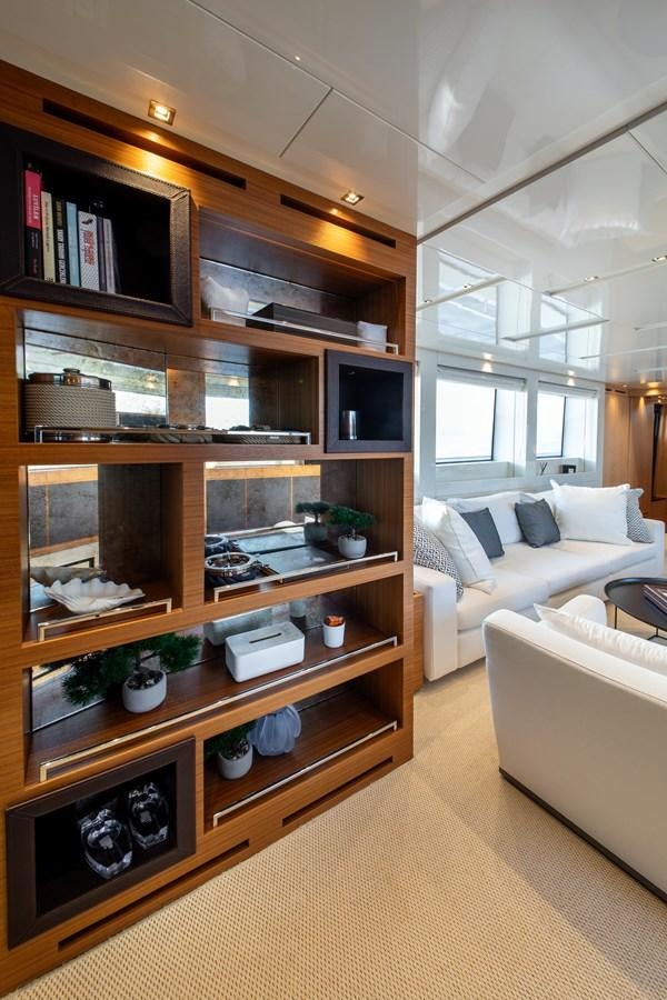 a room with shelves and a shelf aboard CYBELE Yacht for Sale