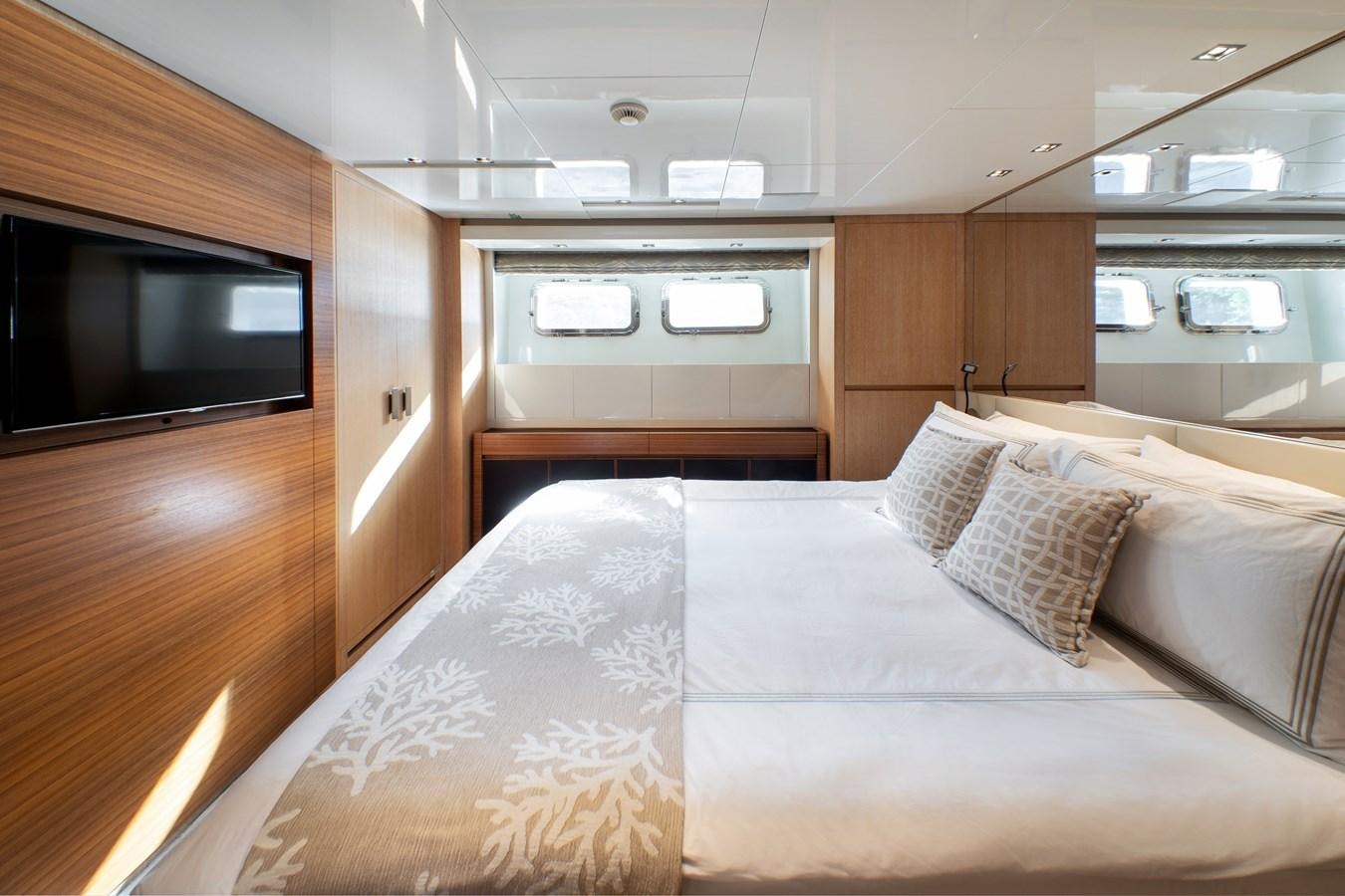 a bed in a room aboard CYBELE Yacht for Sale