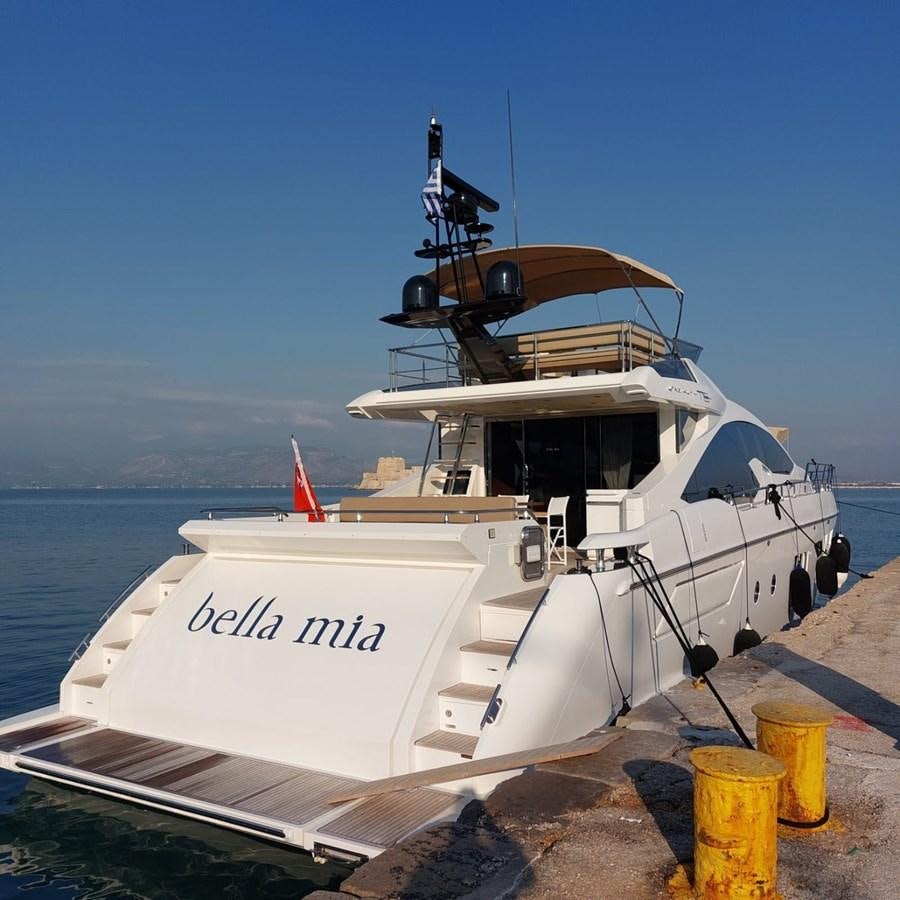 a boat with a small structure on top aboard BELLA MIA Yacht for Sale