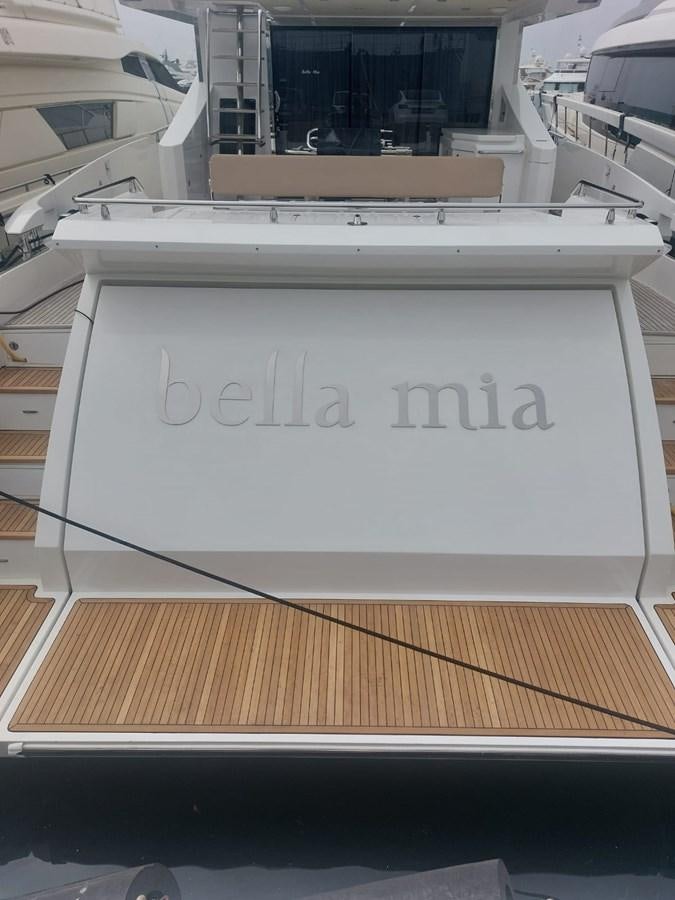 a white rectangular object with a word on it aboard BELLA MIA Yacht for Sale
