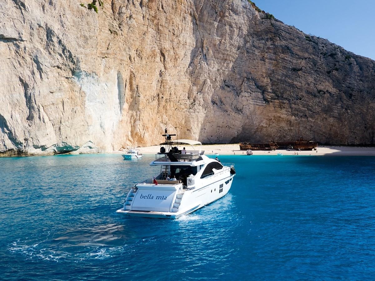 a boat sailing in the water aboard BELLA MIA Yacht for Sale