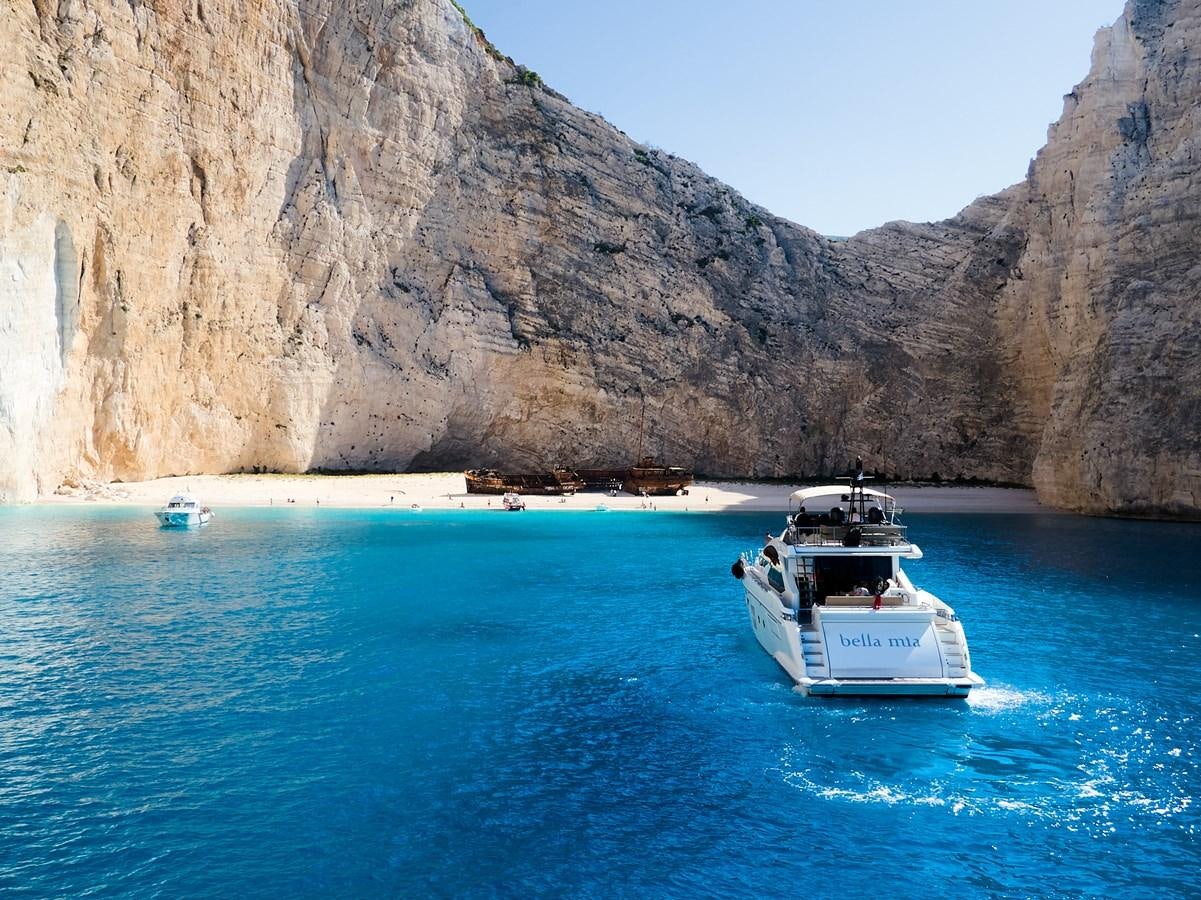 a boat on the water aboard BELLA MIA Yacht for Sale