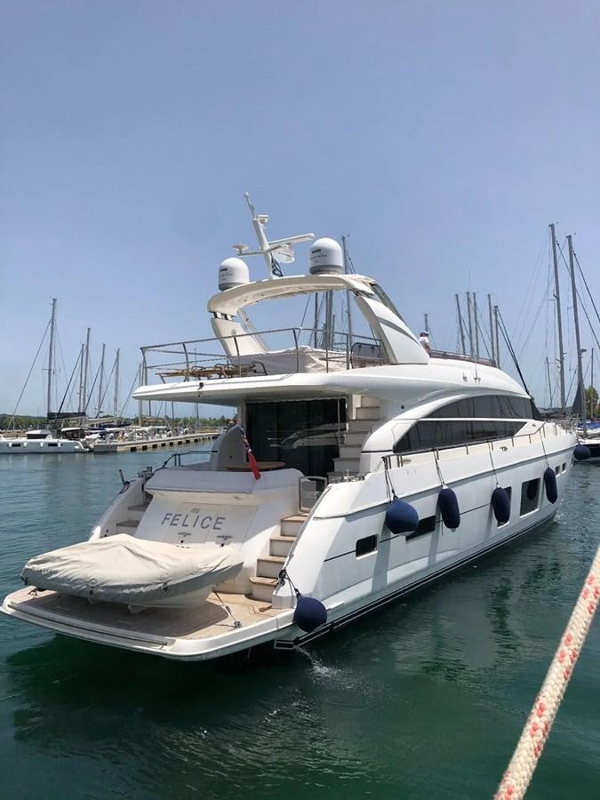a white boat in the water aboard MS FELICE Yacht for Sale