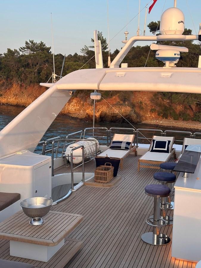 a deck with a large building and a pool with a pool and a large pool aboard FRIENDSHIP Yacht for Sale