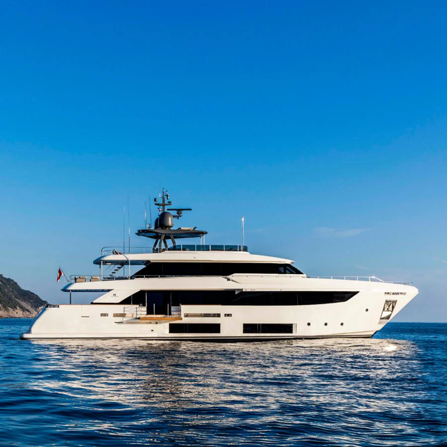 a white yacht in the water aboard HAIAMI I Yacht for Sale