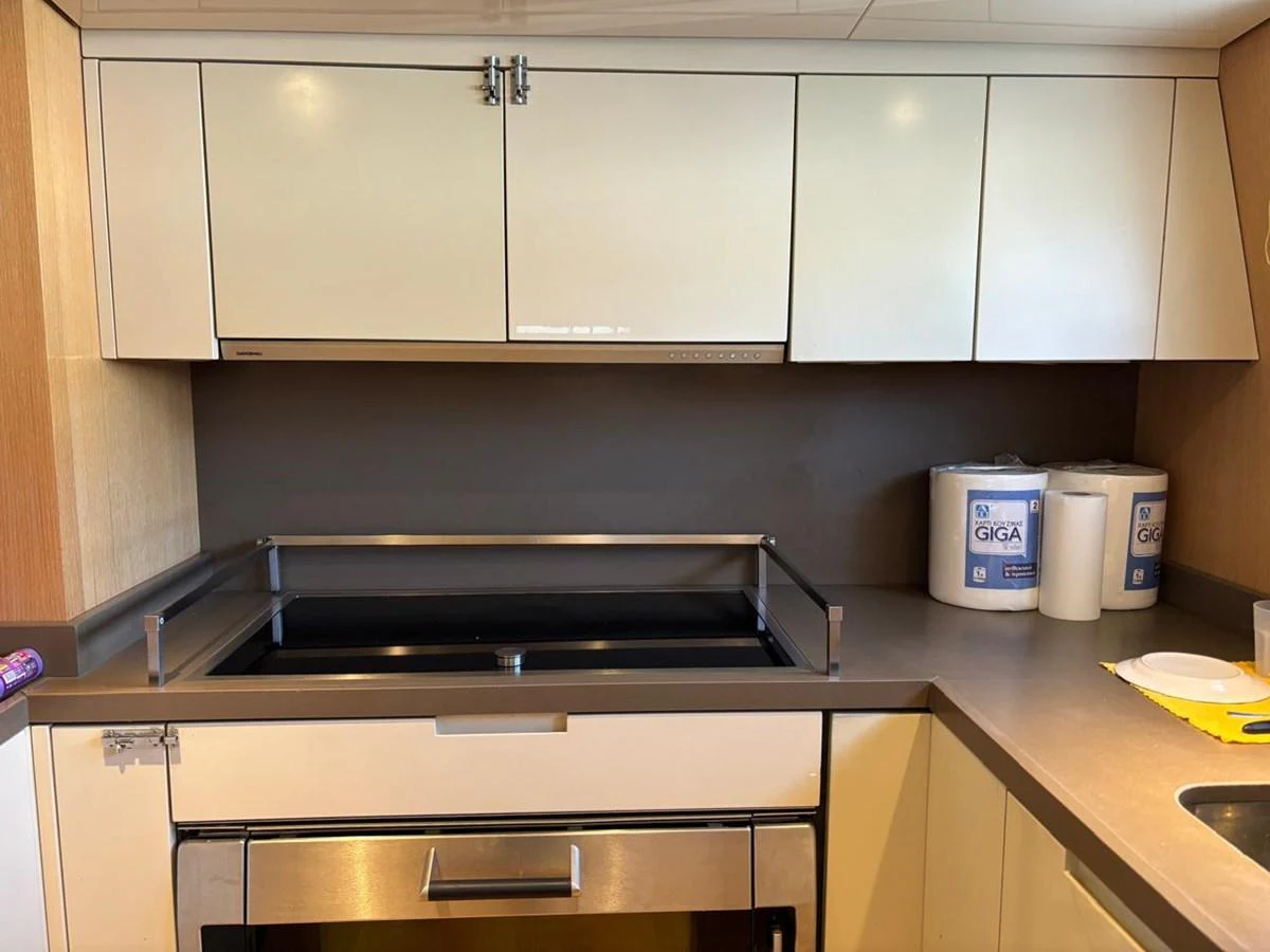 The yacht's galley features modern appliances and ample storage space. aboard SANLORENZO Yacht for Sale